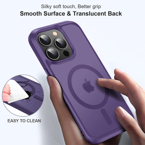 Vooii iPhone 13 Pro Case - Deep Purple, Shockproof, Translucent Matte, MagSafe Compatible, Protective Cover for 6.1"