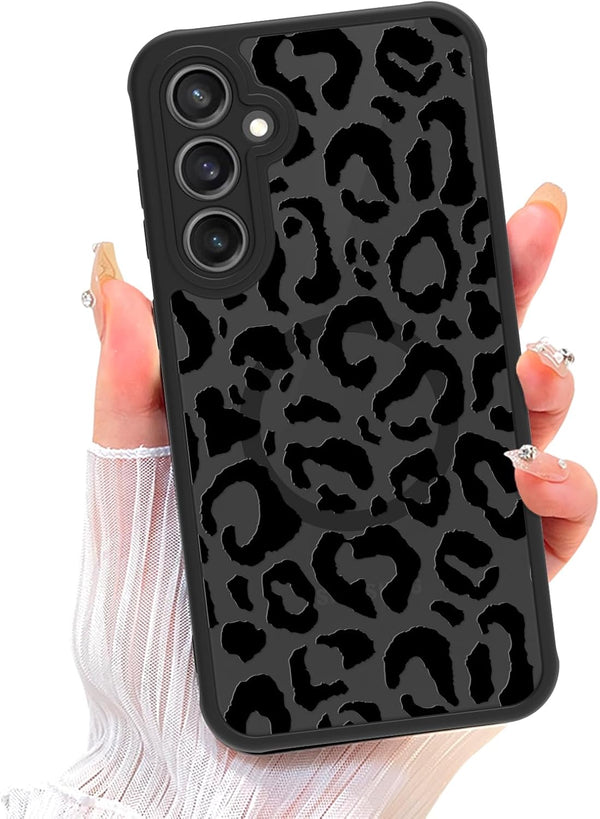 ZIYE Magnetic Case for Galaxy S23 FE, Leopard Pattern Phone Case with Camera Protection, Silicone TPU Cover
