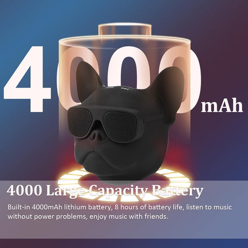 Portable Bluetooth Speaker, French Bulldog 10W Stereo Sound Music Player with 32G Extension, Radio Function