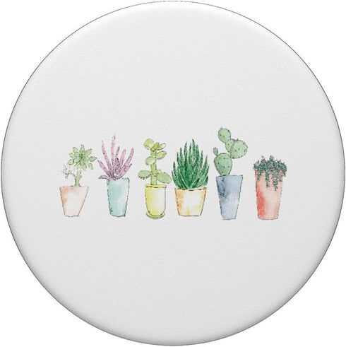 Succulent Merch Co Watercolor Succulent Cactus Potted Plant Lover Mom Gift PopSockets Adhesive PopGrip