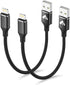 Aioneus 1ft Lightning Cable 2-Pack, Apple Certified Fast Charging Nylon Braided for iPhone 14 13 12 11 Pro XS Max XR 8
