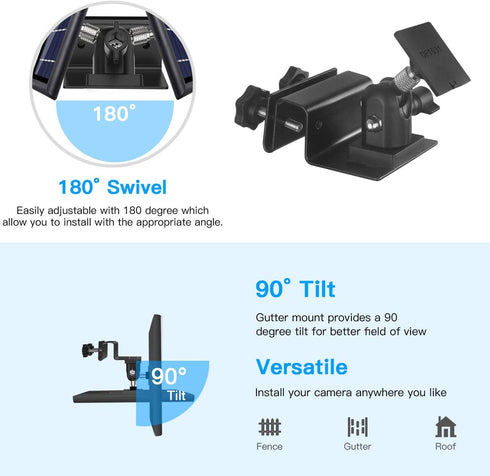 HOLACA Weatherproof Gutter Mount for Ring Solar Panel - Wall Mount Bracket Outdoor Accessories for Ring Solar Panel
