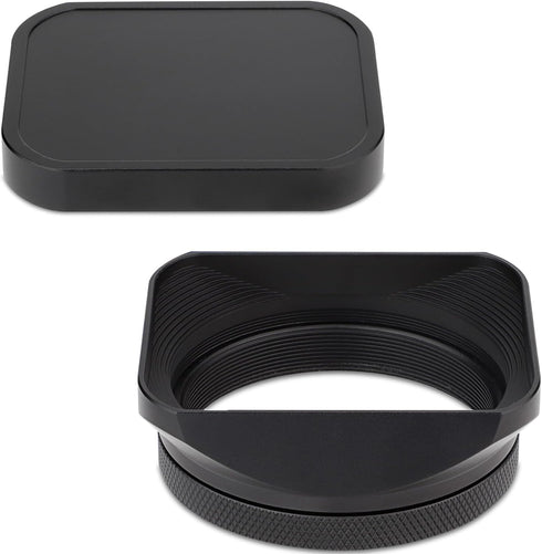 Haoge Metal Square Lens Hood for Fujifilm X100VI X100V X100F with 49mm UV Filter Adapter Ring & Metal Cap Kit, Black
