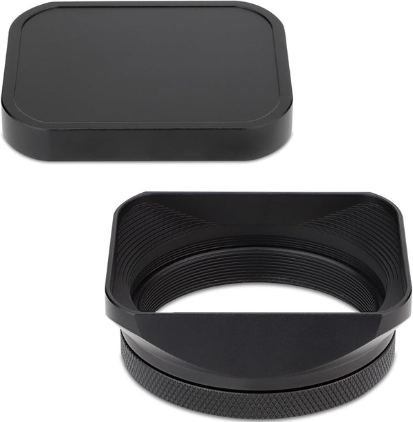 Haoge Metal Square Lens Hood for Fujifilm X100VI X100V X100F with 49mm UV Filter Adapter Ring & Metal Cap Kit, Black
