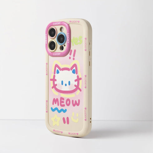 Mouzor 15 Cute Phone Case Compatible with iPhone Pro Max, Big Head Kitty Cat Animals Cartoon Soft Touch TPU Anti
