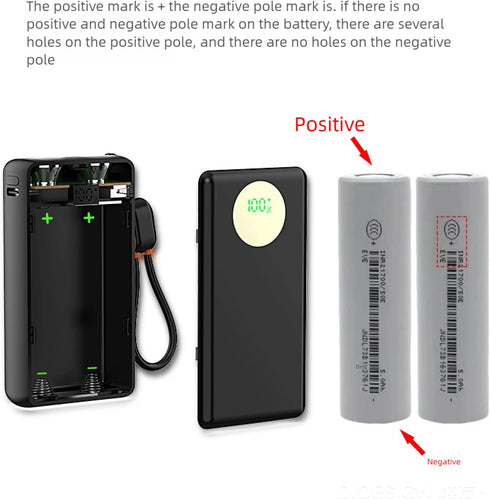 FANSHINUO Set 2x21700 22.5W Set Power Banks Battery Case Shell Fast Charging Double Lights Digital Capacity Display