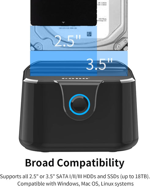GODO 3.0 2.5/3.5 inch (5 Single Hard Drive Docking Station USB to SATA III for HDD SSD, External Hard Drive Dock