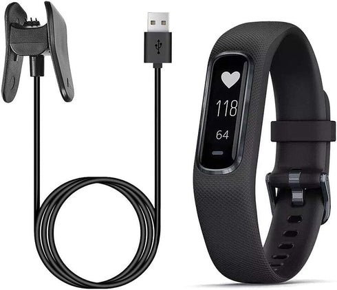 Garmin Vivosmart 4 Charger - Replacement Charging Data Cable Clip Cord (Black, 2-Pack) for Vivosmart 4.