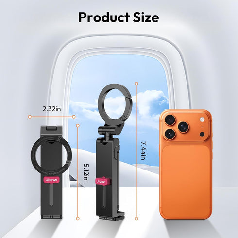 ULANZI MA88 17-12 360 Magnetic Airplane Phone Holder for MagSafe iPhone Series, Strongest Magnet Handsfree Phone Tripod