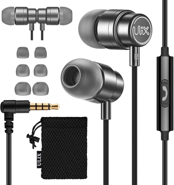 UliX Rider Wired Earbuds - In-Ear Headphones with Microphone, 5 Years Warranty, Anti-Tangle Cable, Ear Buds for iPhone,