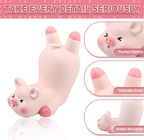 Seninda Funny Pig Phone Holder Pink Resin Cellphone Stand with Playful Upside-Down Design, Cute Animal Desk Accessory
