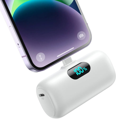 Small Portable Charger for iPhone 5000mAh, Upgraded PD Fast Charging Power Bank, Mini Plug-in Battery Pack for iPhone