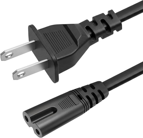 LORDTRONICS AC 2 Prong C8 Power Cord 5ft Standard 2-Slot for TV PS4