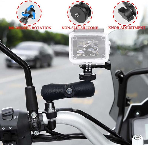 Motorcycle Camera Mount for GoPro, Handlebars Mount 1"/25mm Ball Compatible with RAM Mounts B Size