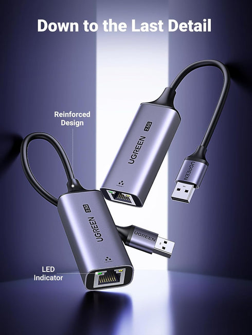 UGREEN 2.5Gb USB to Ethernet Adapter, Aluminum USB 3.0 to RJ45 Dongle for Laptop, Compatible with MacBook, Windows