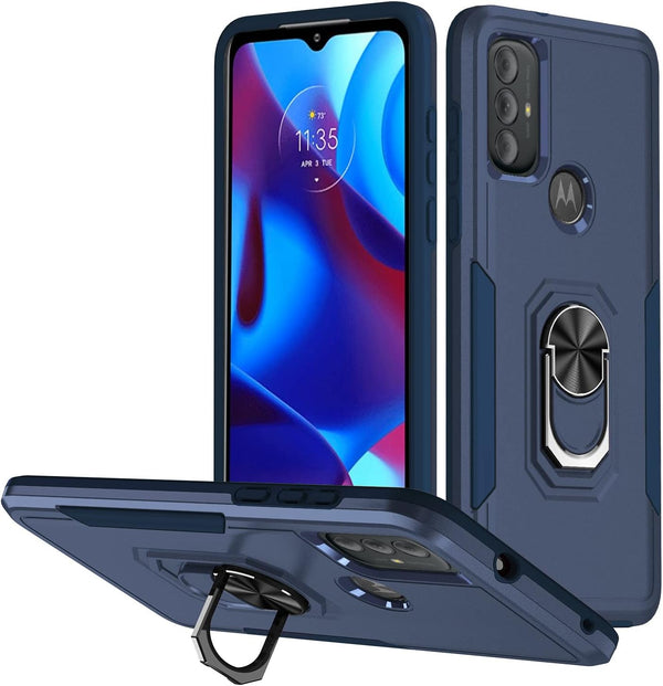 Rugged Protective Case for Moto G Power 2022 & G Pure, Military Grade with Kickstand, Magnetic Ring, Navy