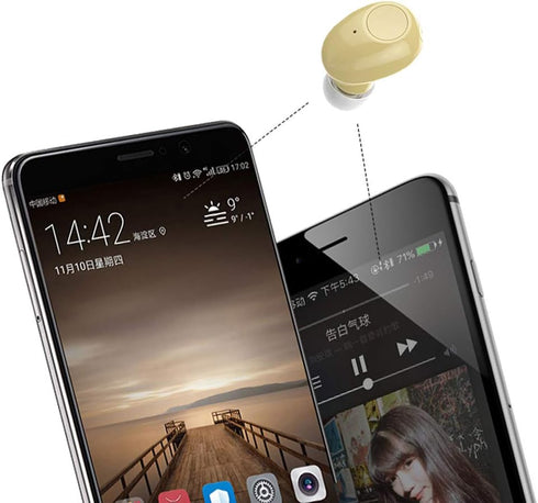 Single Bluetooth Earpiece, 10 Hrs Playtime Wireless Headphone, Mini Hands-Free Car Earphone for iOS Android
