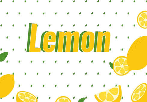 CORFOTO Fabric 9x6ft Lemon Pattern Backdrop Yellow Lemons Green Leaves Citrus Pattern Photography