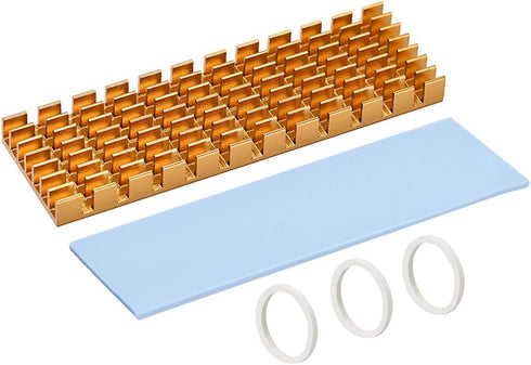 uxcell M.2 Aluminum Heatsink Kit – 70x22x6mm Slotted Design with Silicone Thermal Pads for 2280 SSD