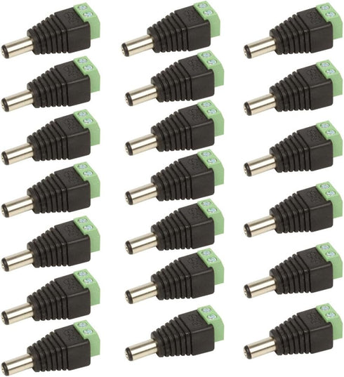 DC Power Jack Plug Adapter, 20 Pairs 12V Male and Female Barrel Connector for CCTV Security Camera System and LED Strip