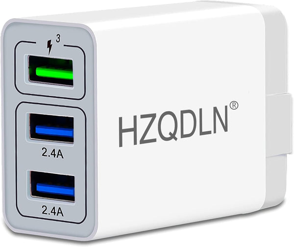 Fast Wall Charger QC 3.0 USB Quick Charge, 3 Ports Tablet iPad Phone Charger Adapter, Travel Plug