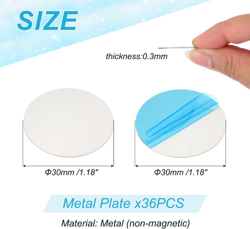 PATIKIL 30mm 36pcs Metal Plate for Phone Magnet, Round Adhesive Metal Plate Replacement Stickers for Magnetic Car Mount