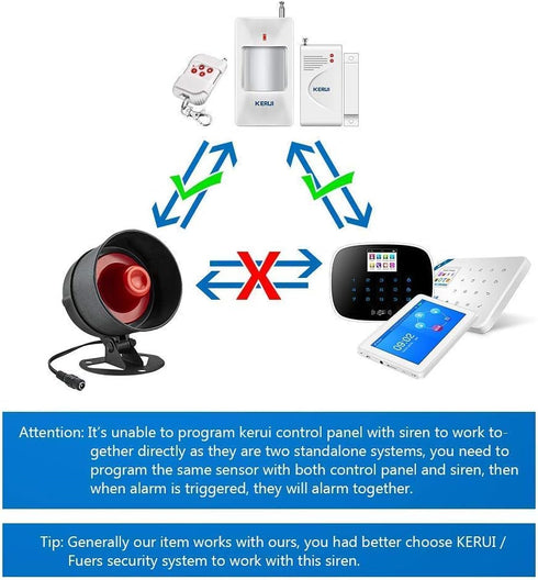 KERUI Standalone Home Office Shop Security Alarm System Kit, Wireless Loud Indoor/Outdoor Siren Horn with Remote Control