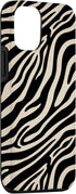 iPhone 13 Case, Zebra Stripes Print Pattern in Black and Beige