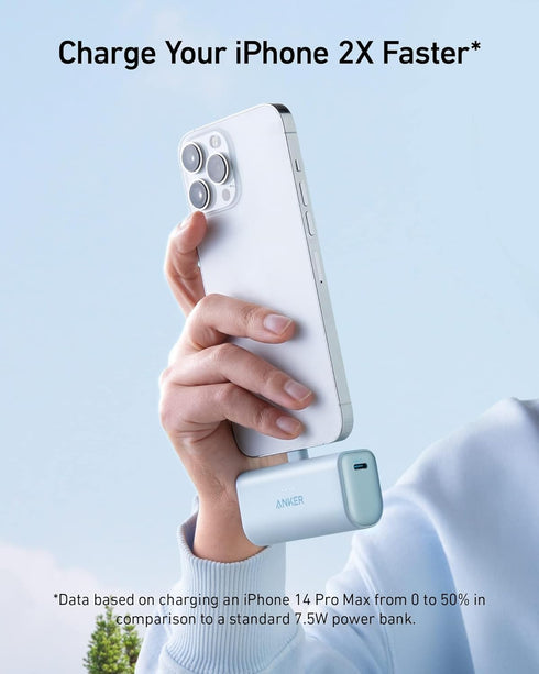 Anker 5,000mAh 12W, 14/13/12 Nano Portable Charger for iPhone, with Built-in MFi Certified Lightning Connector, Power