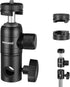 NEEWER Light Stand Mount Adapter with Cold Shoe and 1/4” Screw Mini Ball Head, Fits Flat Head Light Stand