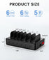 CREATIVE DESIGN Charging Station 50W, 6 Ports Multi Charger Station with 6 Charging Cables, USB Charging Dock for
