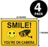 Giftideaworkshop 4 10 7 Inch Smile You're on Camera Stickers for Home, X Self-Adhesive Vinyl Decal, Video Surveillance