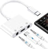 USB C to Dual 3.5mm Headphone Splitter for iPad/iPhone 15, 3 in 1 Audio Splitter with PD Fast Charging Adapter