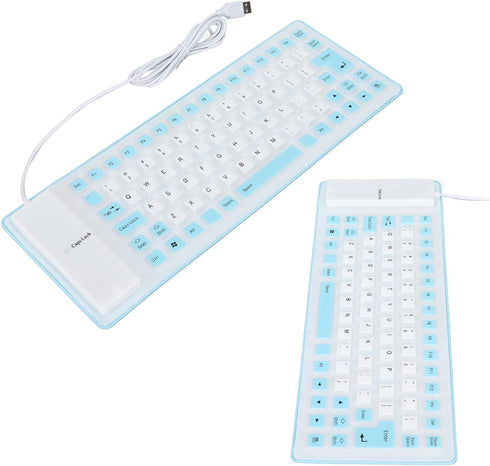 Soft Silicone Keyboard, Lightweight Portable USB Wired 85 Keys Comfortable Keyboard for PC Notebook (Blue)