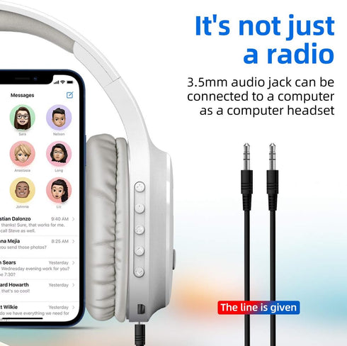 Portable FM Radio Headphones - Rechargeable Walkman Wireless Ear Muffs with Best Reception for Jogging, Mowing,