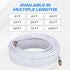 Cables Direct Online 20ft White Quad Shield RG6 Coaxial Cable - F Pin and BNC Extension Wire for Satellite Dish, Cable