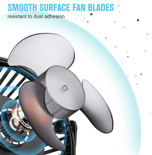 HONYIN 720° Rotation Small Desk Clip-on Fan, 3 Speeds Quiet Personal Cooling Fan for Bedroom and Office