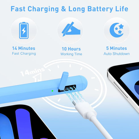 Uogic Stylus Pen for iPad, Active Pencil with 14Mins Fast Charging, Palm Rejection & Bluetooth, Compatible with