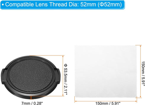 PATIKIL 52mm Lens Cap, 5 Pack Sides Pinch Snap Camera Lens Cover for Front Lens with Cloth, Suitable for 52mm Thread Universal DSLR Lenses for Nikon, for Fujifilm, for Pentax, for Leica