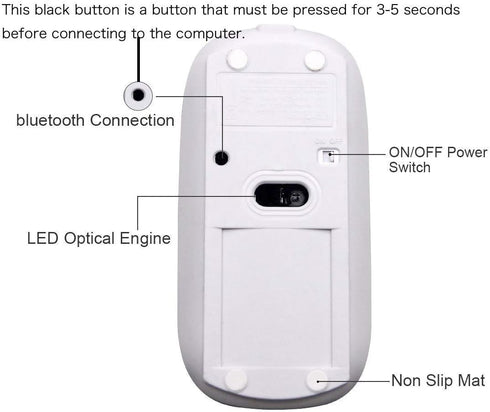KLO Rechargeable Bluetooth Mouse for MacBook/MacBook Air/Pro/iPad, Wireless Mouse for Laptop/Notebook/PC