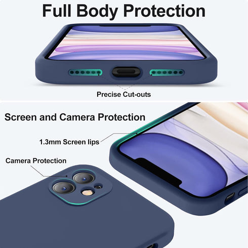 Vooii iPhone 11 Case - Navy Blue, Upgraded Liquid Silicone, Soft Anti-Scratch Lining, Square Edges, Camera Protection,