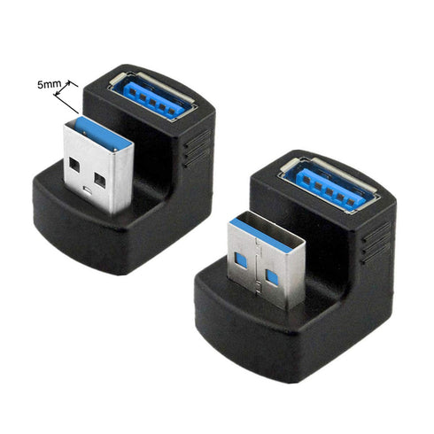chenyang USB 3.0 Extender Adapter 2 Pack, 180 Degree Angled Male to Female Data Transfer Charging Adapter