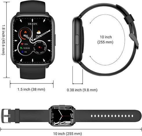 Smart Watch for Men Women, 1.8" Fitness Tracker with Heart Rate SpO2 Sleep Monitor, 100+ Sports, 5ATM Waterproof