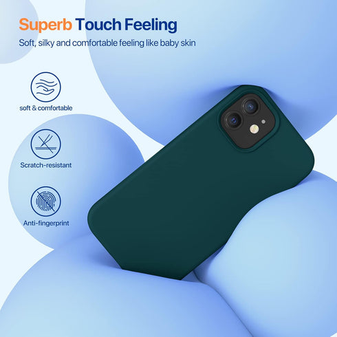 Miracase Compatible with iPhone 12 and iPhone 12 Pro Case, Teal Liquid Silicone Gel Rubber Full Body Shockproof