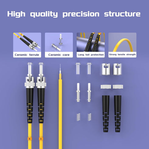 2Meters 7ft LC/UPC-ST/UPC Single-Mode Fiber Optic Cable LC to ST OS2 Jumper Optical Patch Cord