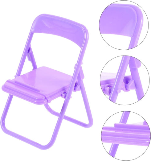 Holibanna 10pcs Adorable Cartoon Folding Chair Phone Stand Portable Smartphone Holder for Desk Office Home Dorm Use
