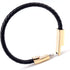 USB Leather Charging Bracelets - Portable Braided Wrist Band Data Charger Cord for iPhone (Gold Metal + Black Leather)