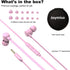 Joymiso Tangle Free Earbuds for Kids and Women, Comfortable Lightweight Wired Earphones with Case (Pink)