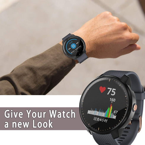 Compatible Waterproof Protective Case for Garmin Vivoactive 3 Music, Soft TPU Plated Screen Protector Cover,