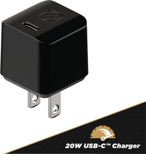 Scosche HPDC20-SP Fast Charger PowerVolt 20W Mini Cube USB-C Wall Adapter for Phone